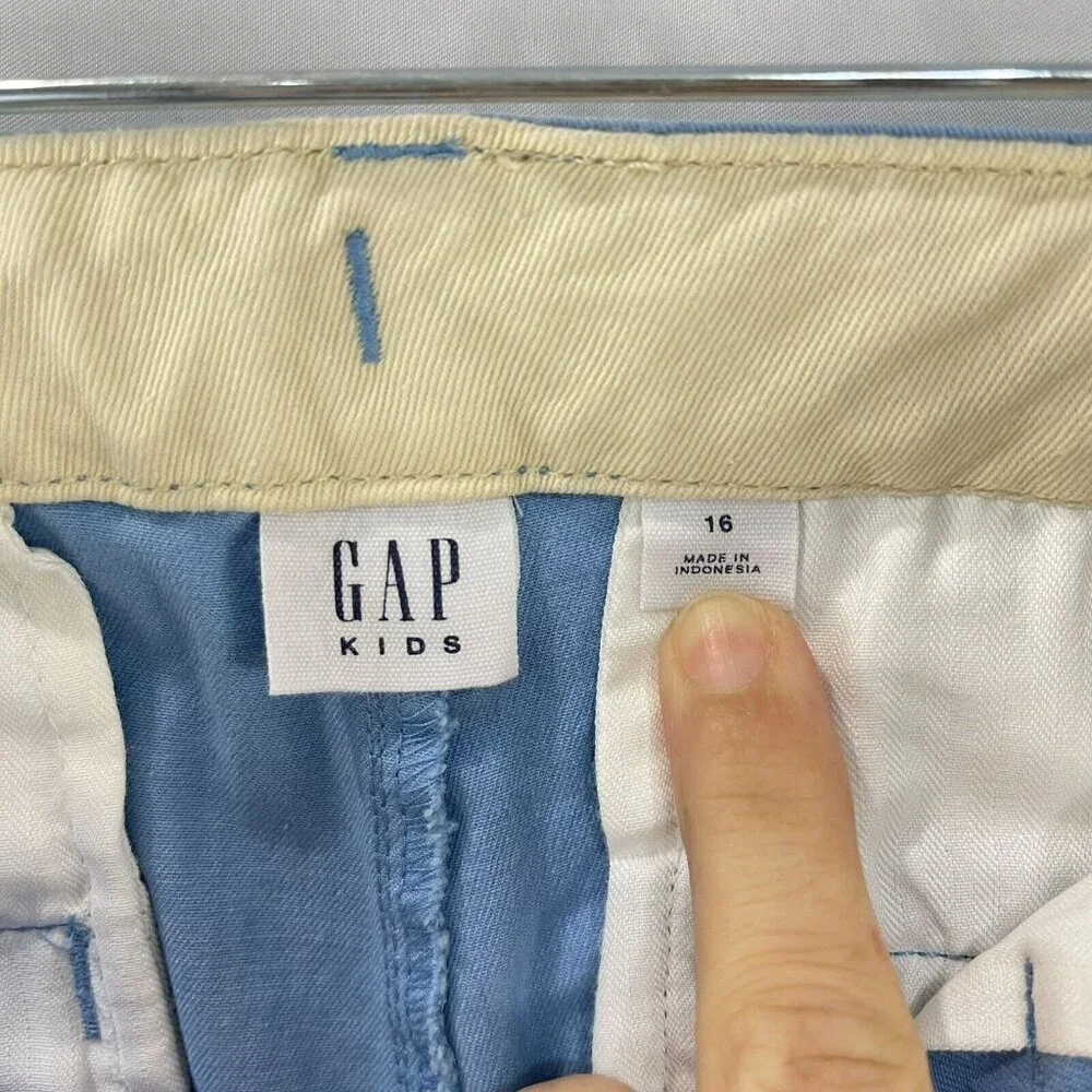 NWT‎ Gap Kids Boys Youth 16 Comfort Stretch Chino Pants Blue Adjustable Waist